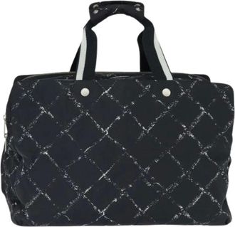 Chanel Pre-owned Weekend Bags, female, Black, Size: ONE SIZE Pre-owned Vintage Nylon Weekend Bag