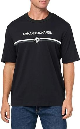 A|X Armani Exchange Linear Logo T-shirt - Heren - T-shirts - Blauw - M - Katoen - Tops