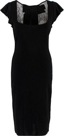 Valentino Garavani Valentino Lace Panelled Short Sleeved Black Midi Dress Size L