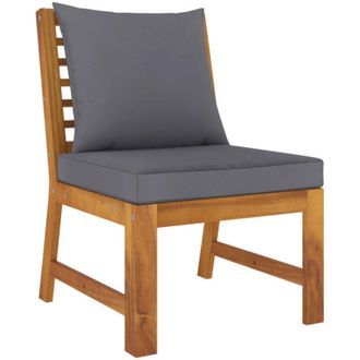 vidaXL Divano Centrale Modulare Cuscini Grigio Scuro Massello Acacia vidaXL
