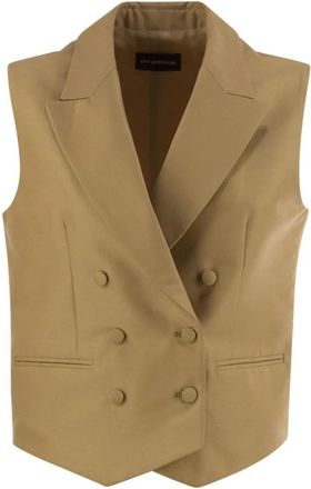MVP Wardrobe Double-breasted Waistcoat - Dames - Bodywarmers - Beige - XS - Katoen - Jassen