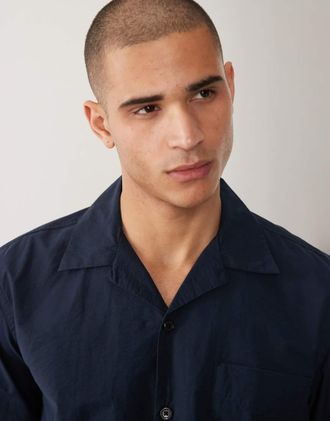 Selected Camicia a maniche corte blu navy