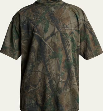 Balenciaga Mens Camouflage Jersey Sports Logo T-Shirt