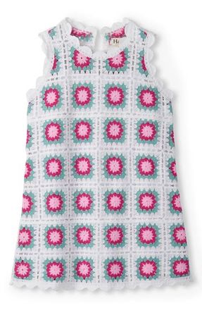 Hatley Kids Radiance Cotton Blend Crochet Dress in Blue Radiance at Nordstrom, Size 2T