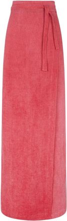 Cortana Lupe- linnen rok met roze gestreept patroon - Dames - Maxi Rokken - Roze - L - Linnen - Rokken