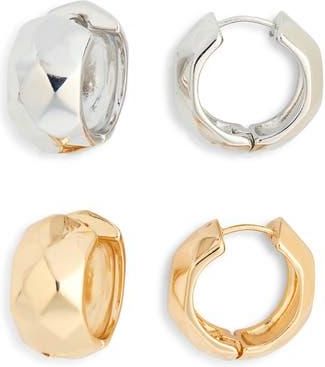 Tasha 2-Pack Stone Disco Hoop Earrings in Gold/silver at Nordstrom Rack