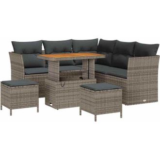 vidaXL Vidaxl - Set Divano da Giardino con cuscino 8 pcs Grigio 90 x 55 x 71 cm