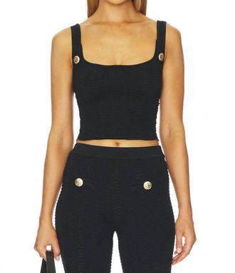 Retrof&ecirc;te Aloe Knit Crop Top In Metallic Black
