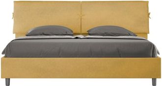 ITYhome Ityhome - Letto Matrimoniale King size rivestito in Microfibra - mados - Colore: Ocra - Tipologia Letto: Con Rete e Contenitore - Dimensione Rete
