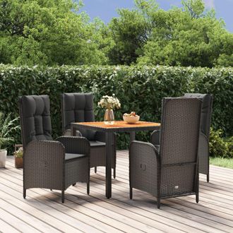 vidaXL Set De Muebles Jard&iacute;n 5 Pzas Con Cojines Rat&aacute;n Sint&eacute;tico Negro Vidaxl