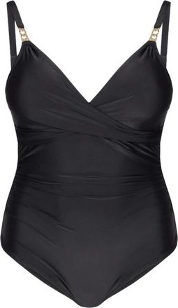 Fiorella Rubino Eendelig badpak met gekruiste halslijn - Dames - Badpakken - Zwart - S - Polyester - Badmode