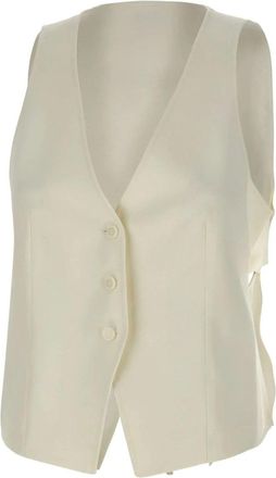 HUGO BOSS Modern-fit Open-back Waistcoat - Dames - Gillet - Wit - 2XL - Katoen - Kostuums
