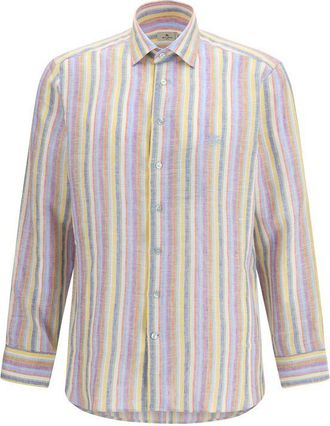 Etro Multicolor Linen Pattern Mens Shirt
