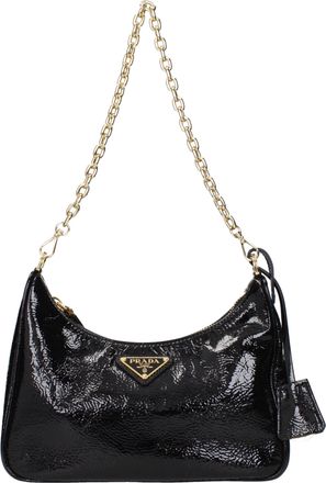 Prada Damens Re Edition Umh&auml;ngetasche gl&auml;nzend schwarz