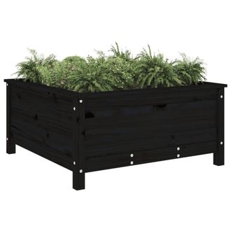 Berkfield Home Beautiful Garden Planter Black 82.5x82.5x39 cm Solid Wood Pine