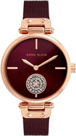 Anne Klein Rose Gold-Tone and Burgundy Mesh Ladies Watch AK-3000RGBY