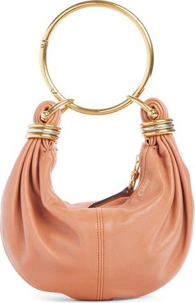 Chloé Mini Bracelet Leather Hobo Bag in Wooden Orange at Nordstrom