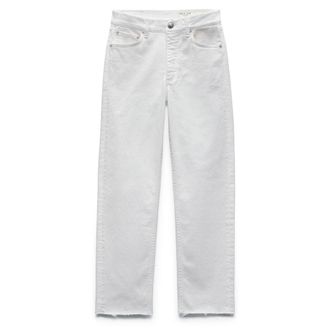 Rag & Bone Rag & Bone Womens Harlow Cotton Raw Hem Ankle Straight Leg Jeans, White