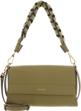 Coccinelle Leather cross body bag Boheme Grana Double Shoulder Bag Seagrass/Sandshell khaki