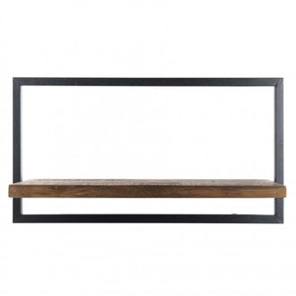 Macabane Estanter&iacute;a de pared L de teca reciclada marr&oacute;n y metal negro 65 cm