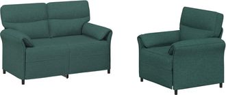 vidaXL Juego De Sof&aacute; 2 Uds. Verde Oscuro Tela Vidaxl