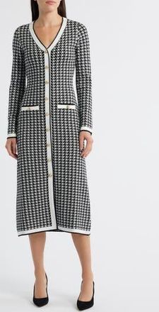 ZOE AND CLAIRE Houndstooth Long Sleeve Sweater Dress in Black/White at Nordstrom Rack, Size Medium
