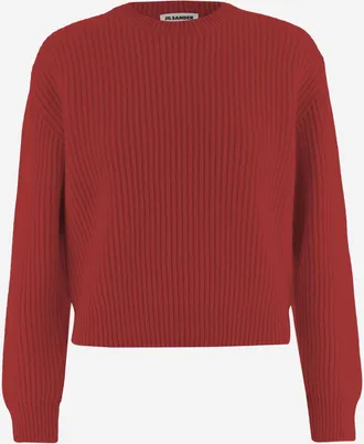 Jil Sander Womens Wool Sweater Red