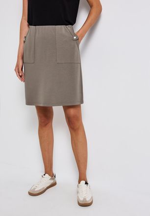 Street One Minirock STREET ONE, Damen, Gr. 38, beige (schwarz tumbled beige), Obermaterial: 73% Viskose, 24% Polyester, 3% Elasthan, unifarben, regular fit knief
