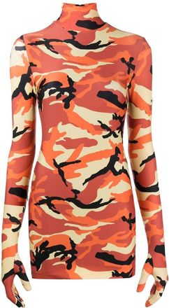 VETEMENTS camouflage-print minidress - women - Spandex/Elastane/Polyamide/Polyamide/Spandex/Elastane - S - Orange