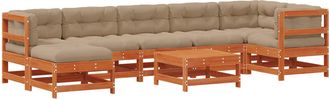 vidaXL Conjunto De Sof&aacute;s De Jard&iacute;n 8 Uds. Marr&oacute;n Cera Vidaxl