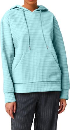 Generic Hoodies for Women UK Oversized Lightweight Waffle Hoodie Long Sleeve Casual Hooded Sweatershirt Autumn Winter Pullover Tops with Drawstrings D-Mint Gr