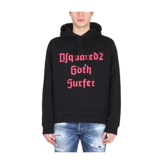 Dsquared2 Hoodies, male, Black, Size: XL Sweatshirt with Logo Print