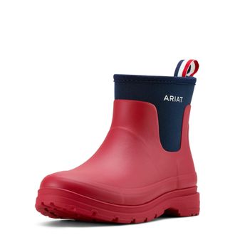 Ariat Womens Kelmarsh Shortie Rubber Boots in Team Red Navy, B Medium Width, Size 6, by Ariat