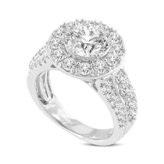 LuvMyJewelry Aline 14K White Gold Round Cut Lab Grown Diamond Halo Engagement Ring - 3.85 Ct at Nordstrom, Size 7