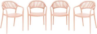 Sweeek Set of 4 stackable garden chairs with rope effect pink 55.5x48.5x78 cm - Jovia