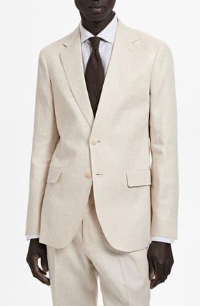 Mango Slim Fit Linen Sport Coat in Ecru at Nordstrom Rack, Size 42