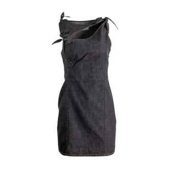 Coperni Short Dresses, female, Gray, Size: 2XS Flower Denim Minidress