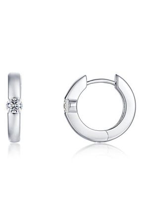 Lafonn Ella Simulated Diamond Huggie Hoop Earrings in Silver at Nordstrom