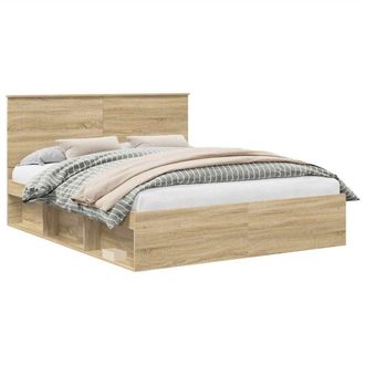 vidaXL Bed Frame with Headboard Sonoma 160 x 200 cm Solid Pine Wood vidaXL