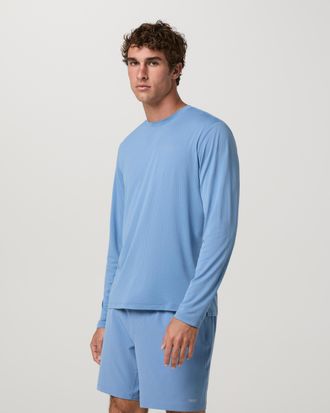 Vuori Clothing Long Sleeve Strato Breathe Tee | Isle Blue | Medium