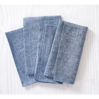 Solino Home Linen Dinner Napkins - Athena, 20 x 20 in Chambray Indigo at Nordstrom, Size Large