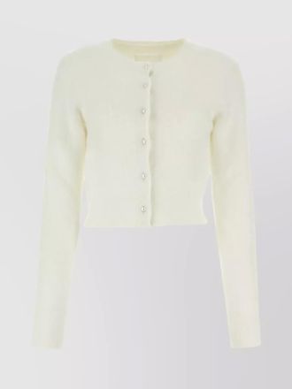 Maison Margiela cropped sleeve knit cardigan with pearl buttons