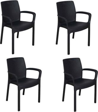 Dmora Sedia da esterno Anacleto, Sedute da giardino, Sedia per tavolo da pranzo, Poltrona outdoor effetto rattan, 100 % Made in Italy, 54x60h82 cm