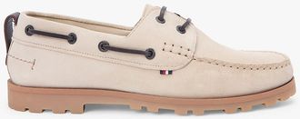 Tommy Hilfiger Mens Cleated Lightweight Suede Boat Shoe - Beige - US 11.5 / EU 45