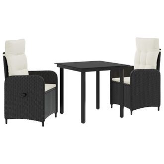 vidaXL Juego De Mesa Y Sof&aacute; Con Coj&iacute;n 3 Pcs Negro Y Crema Vidaxl