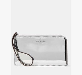 Kate Spade New York Lucy Mirror Metallic Medium L-Zip Wristlet
