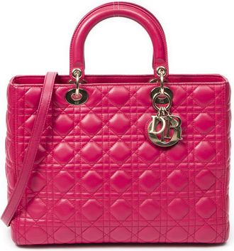 Dior Pre-owned Womens Large Lady Zip Shoulder Bag - Pink - One Size