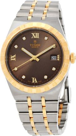 Tudor Automatic Diamond Brown Dial Watch M28503-0008