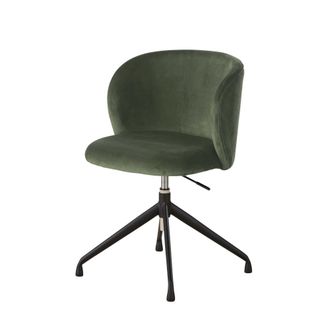 Maisons du monde Silla de escritorio pivotante de terciopelo verde caqui