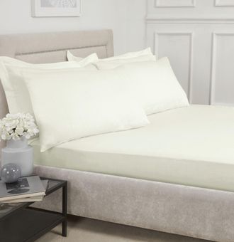 Lewis's 100% Cotton Flat Sheet Range - Cream - Housewife Pillowcase Pair | TJ Hughes
